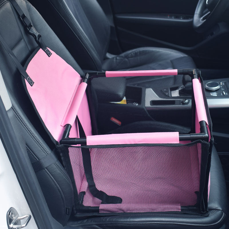 GoBuyer Pet Travel Car Seat Booster Carrier Box Basket with Seat Belt Harness Restraint for Puppy and Cat
