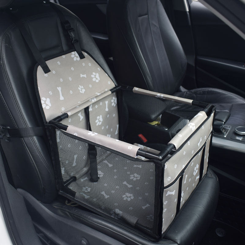 GoBuyer Pet Travel Car Seat Booster Carrier Box Basket with Seat Belt Harness Restraint for Puppy and Cat