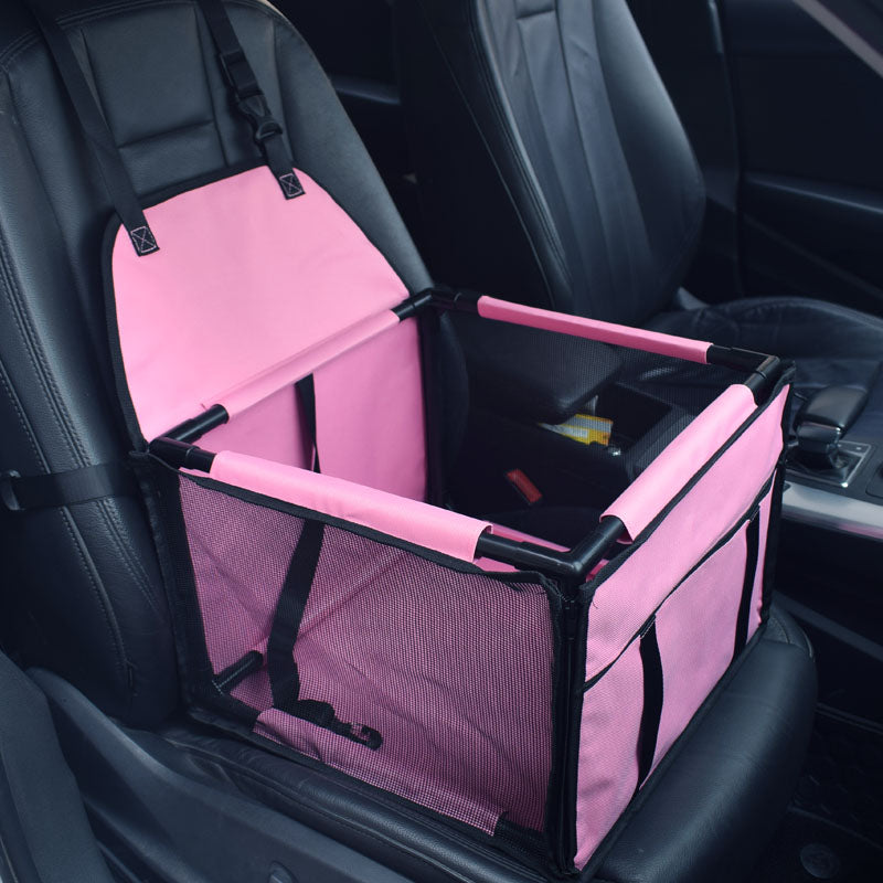 GoBuyer Pet Travel Car Seat Booster Carrier Box Basket with Seat Belt Harness Restraint for Puppy and Cat