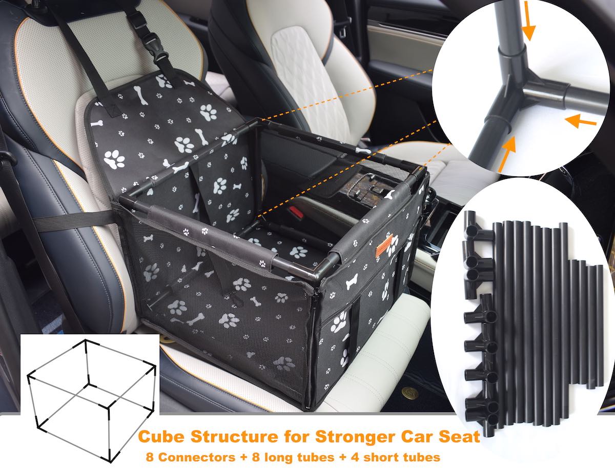 GoBuyer Pet Travel Car Seat Booster Carrier Box Basket with Seat Belt Harness Restraint for Puppy and Cat