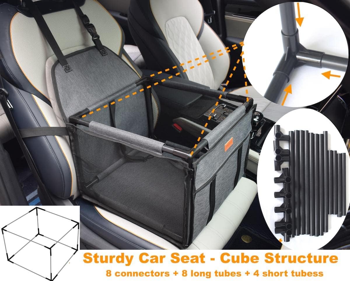 GoBuyer Waterproof Pet Travel Car Seat Booster Carrier Box and Basket with Seat Belt Harness Restraint for Puppy and Cat