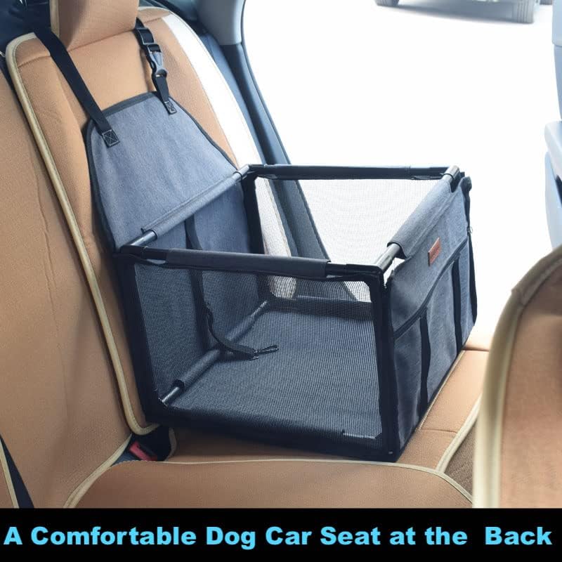 GoBuyer Waterproof Pet Travel Car Seat Booster Carrier Box and Basket with Seat Belt Harness Restraint for Puppy and Cat