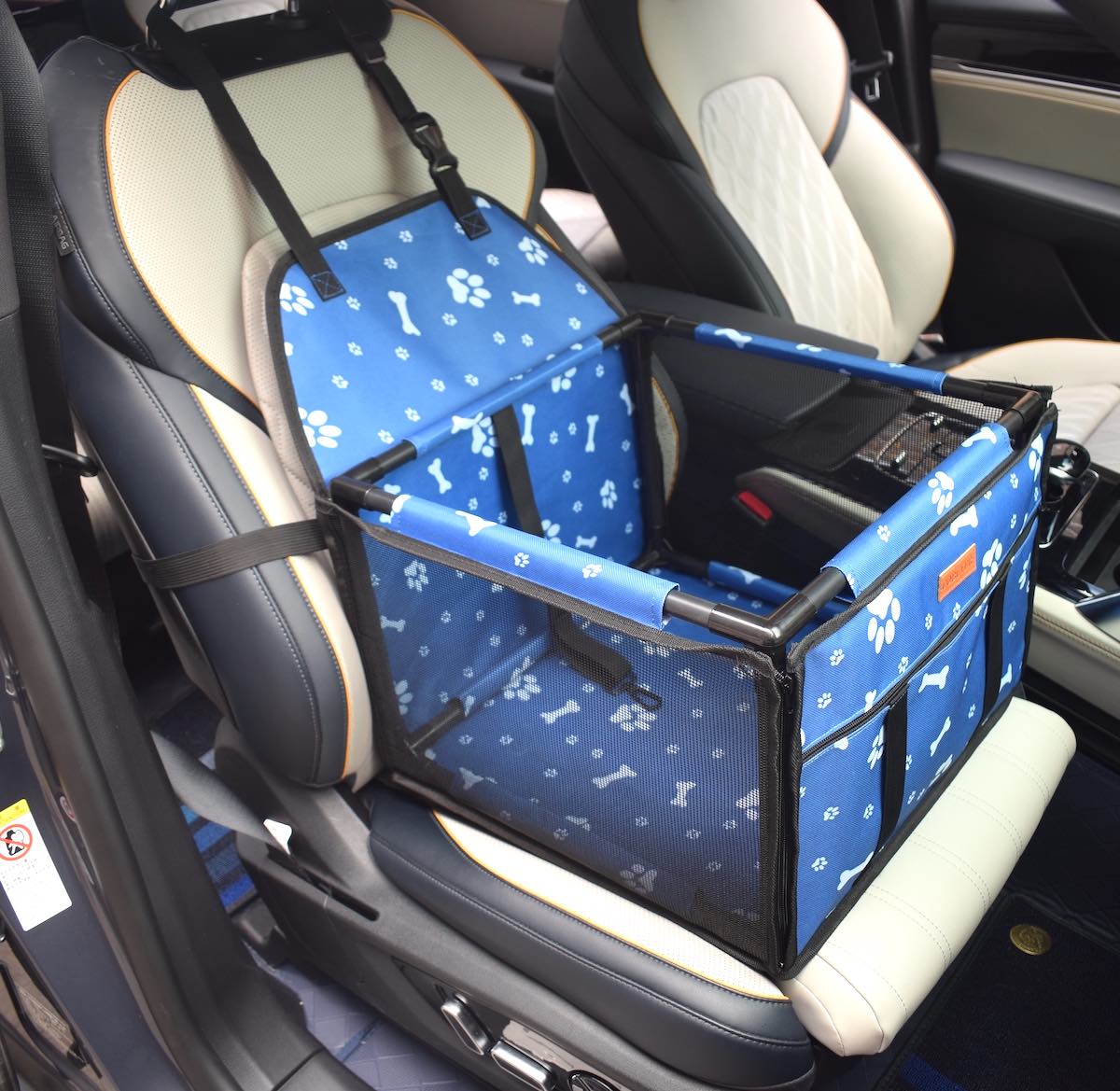 GoBuyer Pet Travel Car Seat Booster Carrier Box Basket with Seat Belt Harness Restraint for Puppy and Cat