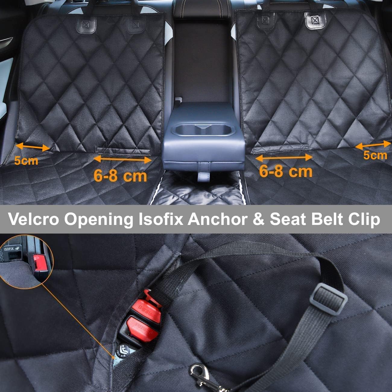 GoBuyer Dog Car Seat Cover Protector Liner for Car Boot and Back or Rear Seat Accessories - Isofix Compatible, Universal & Non-slip and Velcro Openings for Seat Belt