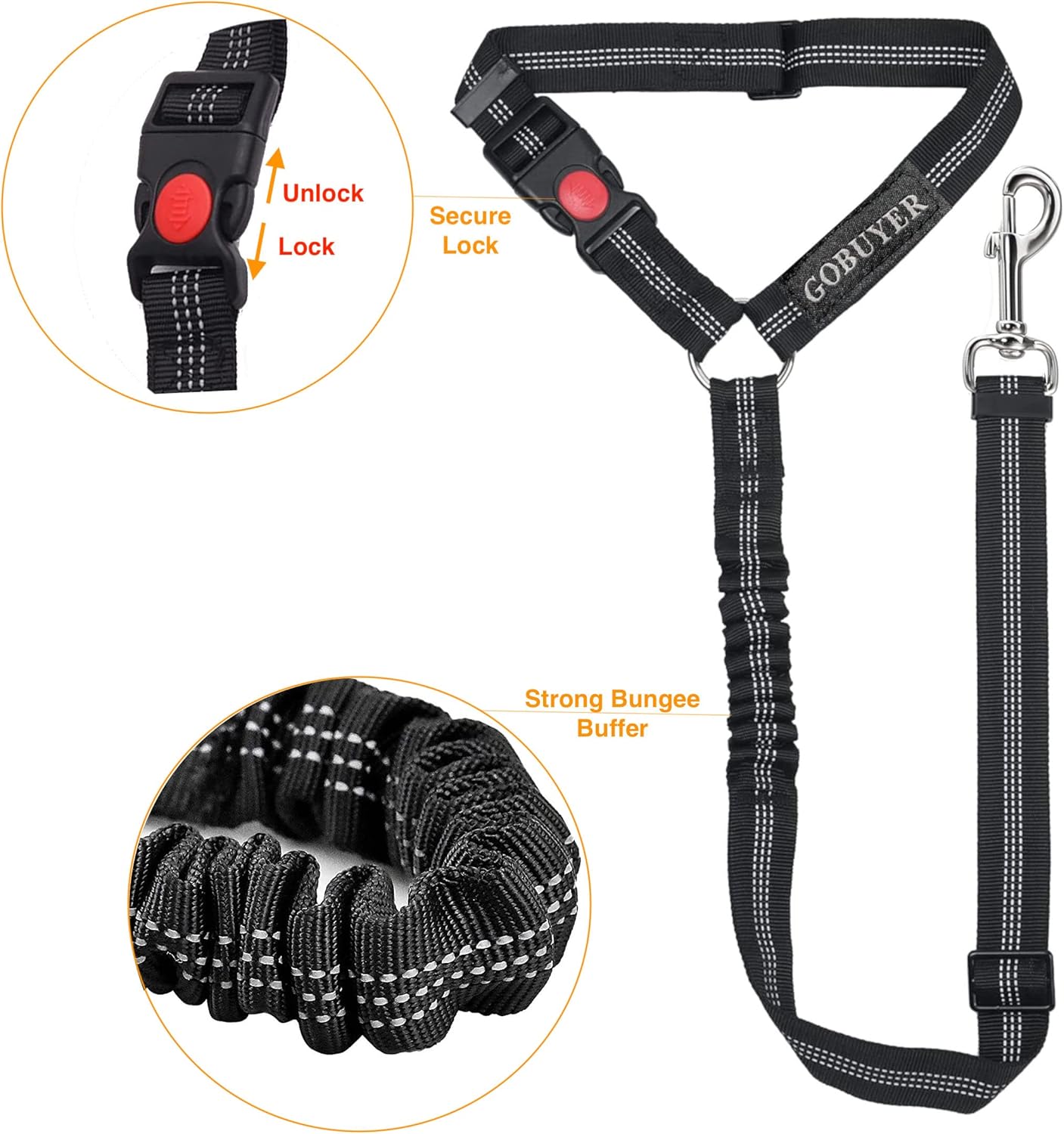 GoBuyer Dog Car Headrest Seat Belt 2 Pack for Pet Dogs Safety Harness Travel Accessories in UK, with Adjustable Heavy Duty Nylon and Anti Shock Elastic Bungee Buffer