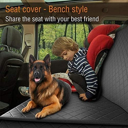 GoBuyer Dog Car Seat Cover Protector Liner for Car Boot and Back or Rear Seat Accessories - Isofix Compatible, Universal & Non-slip and Velcro Openings for Seat Belt