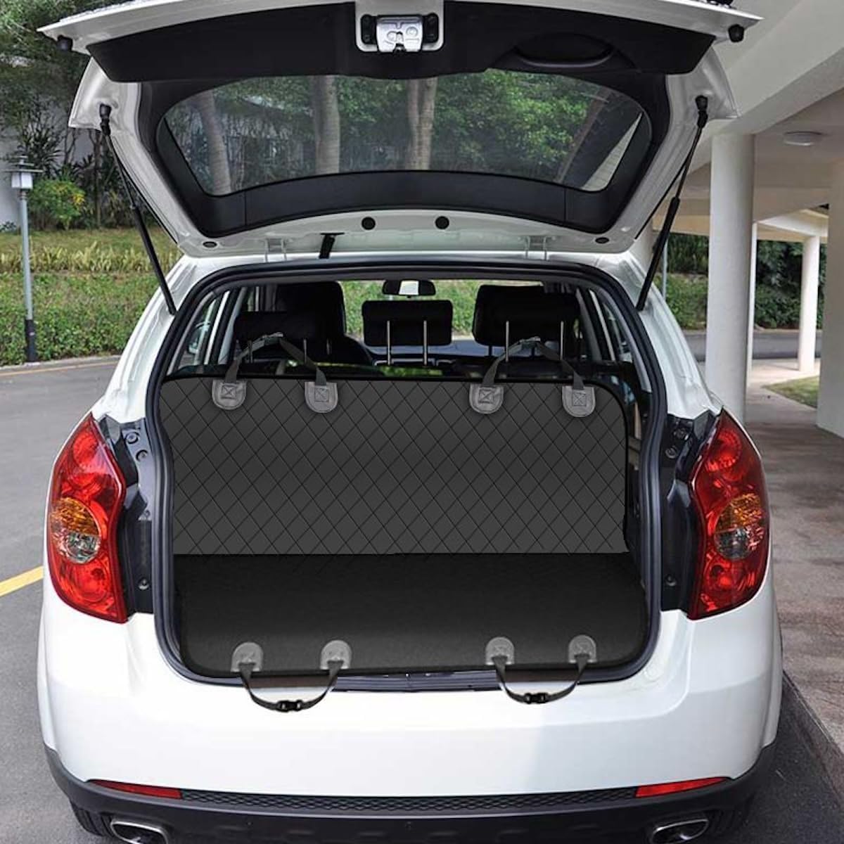 GoBuyer Dog Car Seat Cover Protector Liner for Car Boot and Back or Rear Seat Accessories - Isofix Compatible, Universal & Non-slip and Velcro Openings for Seat Belt