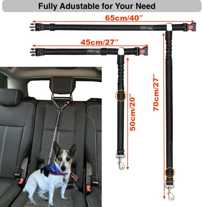 GoBuyer Dog Car Headrest Seat Belt 2 Pack for Pet Dogs Safety Harness Travel Accessories in UK, with Adjustable Heavy Duty Nylon and Anti Shock Elastic Bungee Buffer