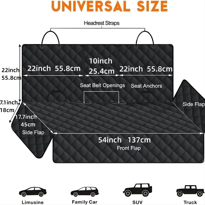 GoBuyer Dog Car Seat Cover Protector Liner for Car Boot and Back or Rear Seat Accessories - Isofix Compatible, Universal & Non-slip and Velcro Openings for Seat Belt