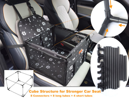 GoBuyer Pet Travel Car Seat Booster Carrier Box Basket with Seat Belt Harness Restraint for Puppy and Cat