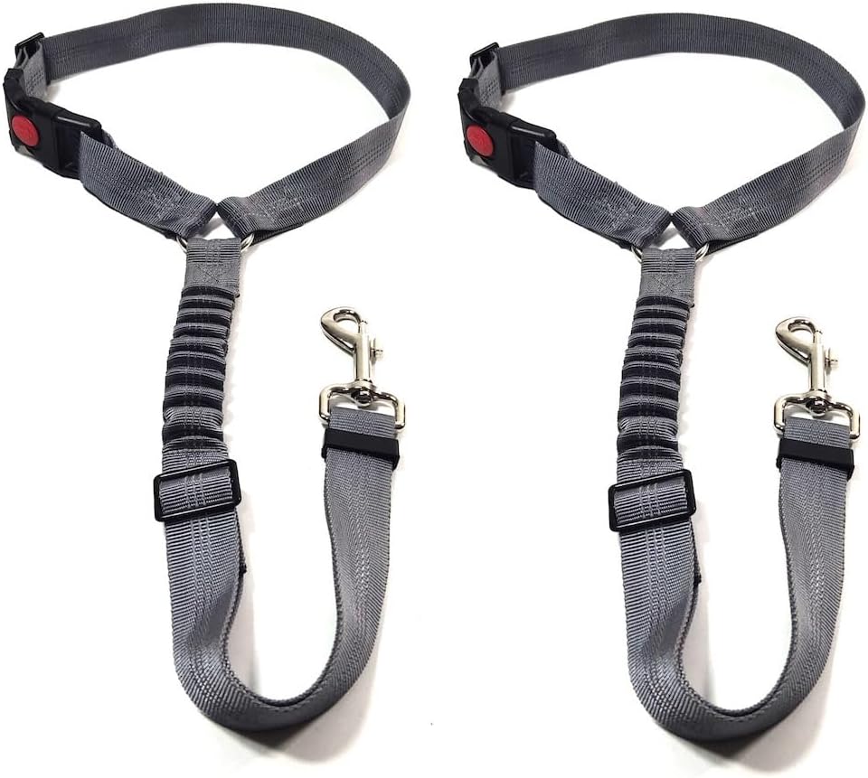 GoBuyer Dog Car Headrest Seat Belt 2 Pack for Pet Dogs Safety Harness Travel Accessories in UK, with Adjustable Heavy Duty Nylon and Anti Shock Elastic Bungee Buffer